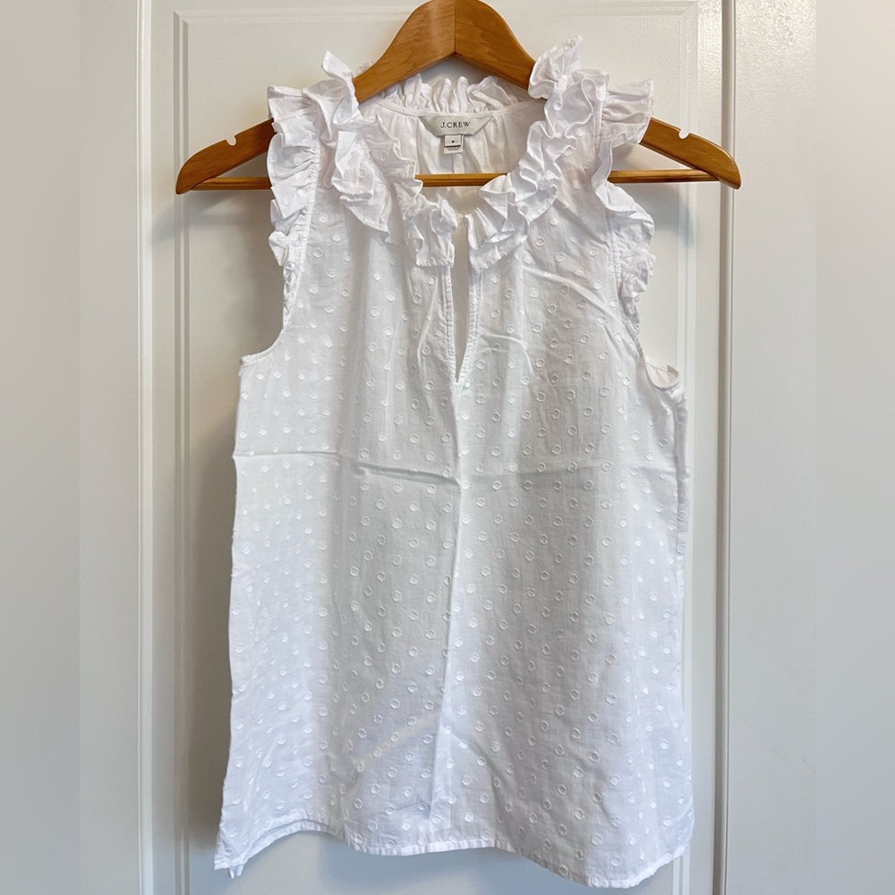 J. Crew White Eyelet Ruffle Top